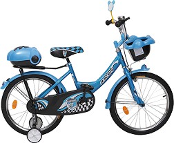 Детски велосипед Moni Racer 16" - С помощни колела, кошница и багажник - велосипед