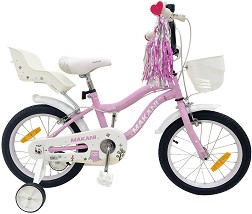 Детски велосипед Makani Aurora 16" - С помощни колела, кошница и столче за кукла - 